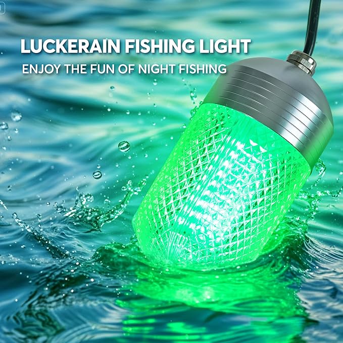 Luckerain Underwater Fishing Light 70W 12V Green Light for Fishing IP68 Waterproof 9000 Lumens High Brightness Fish Attracting Light for Docks, Boats or Kayaks,26ft Power Cord