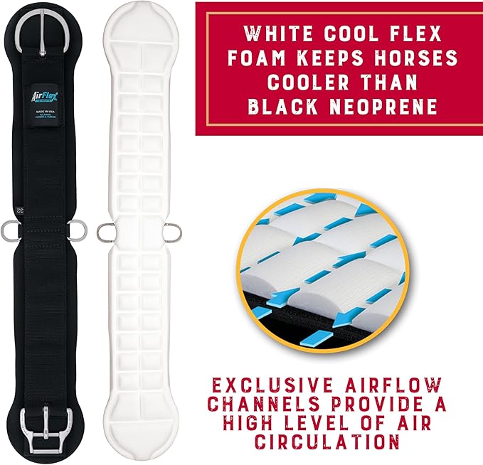 Weaver Equine AirFlex ‎Straight Horse Cinch, Anti-Slip Acrylic Saddle Cinch Girth with Flat Buckle, Western Horse Riding Supplies, Black