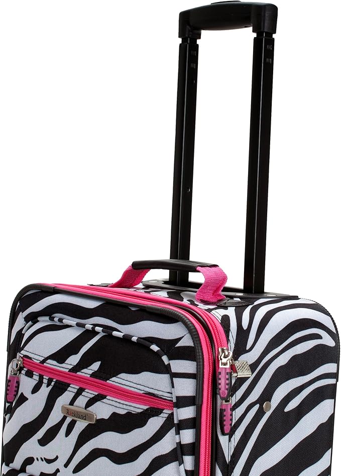 Rockland Fashion Softside Upright Luggage Set, Pink Zebra, 2-Piece (14/19)