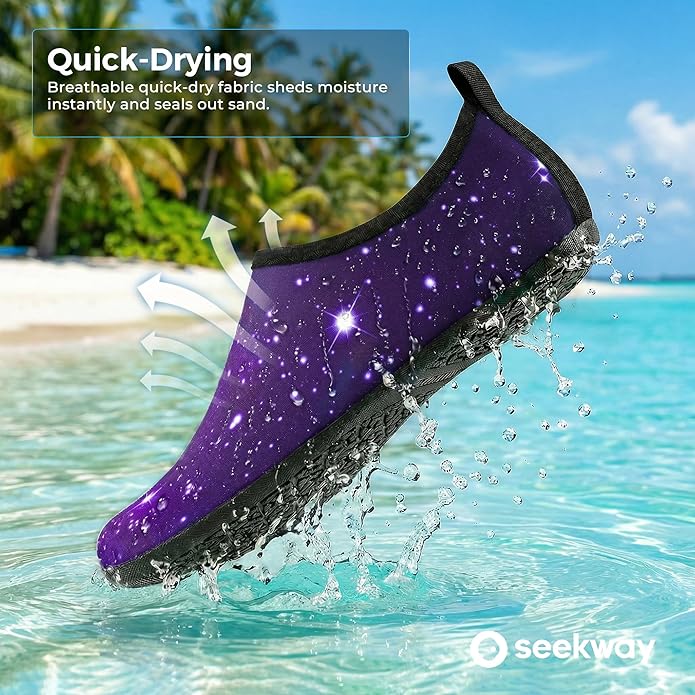 SEEKWAY Water Shoes Women Men Adult Quick-Dry Aqua Socks Barefoot Non Slip for Beach Swim River Pool Lake surf Black SK002(U)