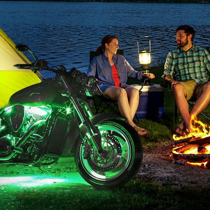 SHINIGHT 8 Pcs Motorcycle LED Light Kits, App Control Multicolor Waterproof Motorcycle LED Strip Lights with RF Remote, Music Sync & Multiple Scene Modes RGB LED Lights for Motorcycles