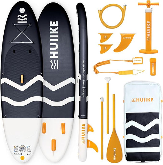 HUIIKE Inflatable Paddle Board for Adults with Accessories Included, Oar, Fins, Pump. Stand Up Paddleboard Great Stability and Resistance. 10’ x 33" x 5.9", Maximum Load 286 lb