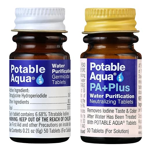 Potable Aqua浄水剤 PA Plus入り - 50錠入りボトル2本