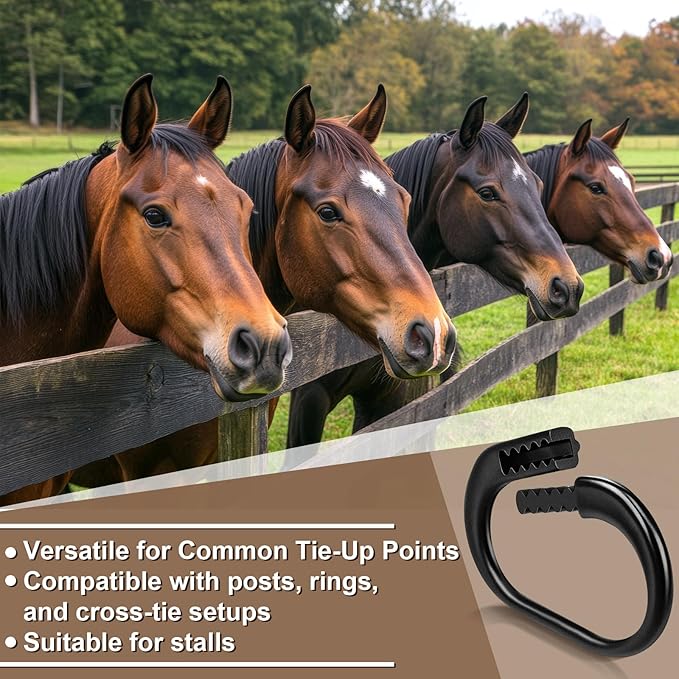 Shinylin 4 Pcs Protective Horse Blocker Tie Multi-Purpose Horse Clip Portable Versatile and Reusable Tie with Quick Release Under Heavy Pressure Design for When Secure is a Concern(Black)