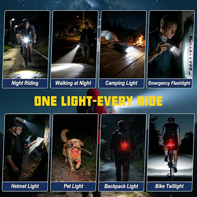 Bike Lights for Night Riding - 8000 Lumens Super Bright Bicycle Headlight Taillight, 5800mAh Rechargeable Bicycle Light with LCD Power Display, Waterproof 13 Modes Mountain Road Bike Light Set