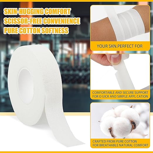 COMNICO Finger Tape, White Extra Strong 0.6-Inch x 32-feet Athletic Tape for Fingers Feet Sweat Volleyball Finger Tape for Outdoor Sports Climbing Football (5)