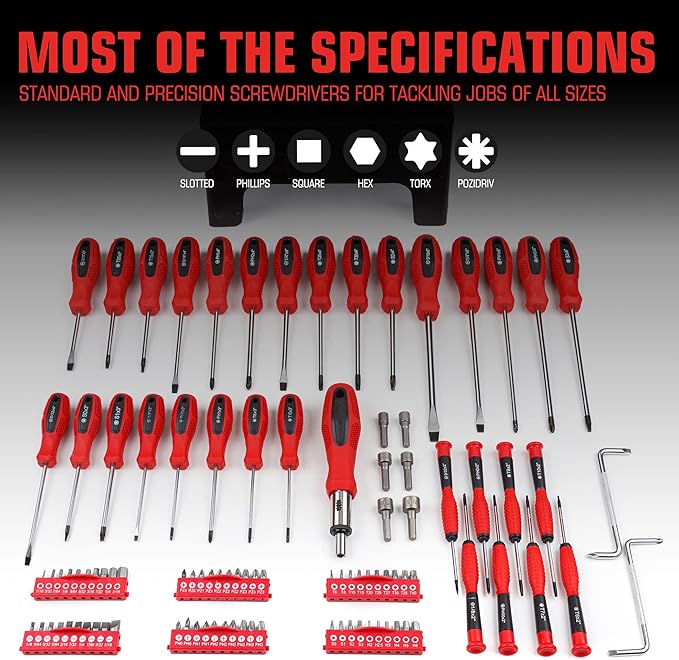 CARTMAN Magnetic Screwdriver Set with Rack, Includs Precision Screwdriver, Magnetizer Demagnetizer and Magnetic Bowl, DIY Tools for Men