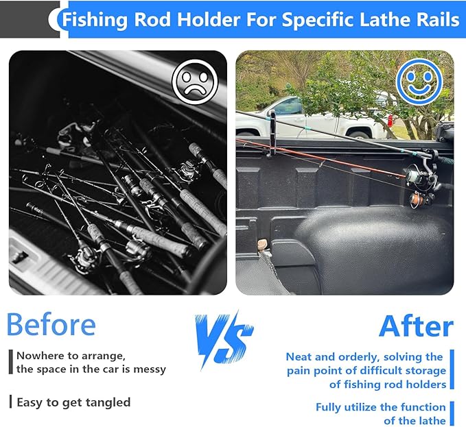Fishing Rod Holder for Truck Bed, Truck Bed Fishing Rod Holder with 3-Rod Capacity & Adjustable Bungee Straps, Quick-Access Fishing Pole Rack for Truck, Easy Mount Organizer for Anglers