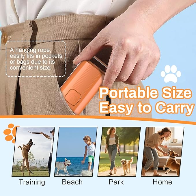 Mini Ultrasonic Dog Bark Deterrent Device - Stop Dog Barking Device for Own or Neighbor's Dog, Rechargeable Anti Barking Dog Trainer Portable Stop Barking Pet Training Tool