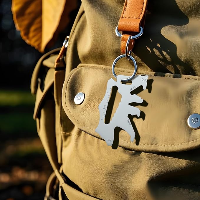 Father's Day Gifts for Dad from Daughter Son, Keychain Multi-tool 15 in 1 Pocket Gadgets Tools Bottle Opener Screwdriver, EDC Tool Key Ring Anniversary Birthday Gifts for Men Him (Bear)