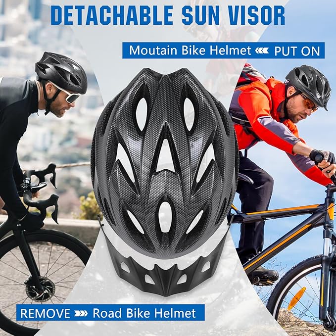 Zacro Adult Bike Helmet, Lightweight Bicycle Helmet with Removable Pads and Visor, CPSC Certified Safety Helmet for Men Women, Mountain Road Cycling Helmet for Adult