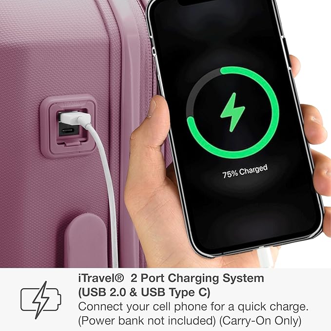 Traveler's Choice Pagosa ハードシェル 拡張可能荷物 スピナーホイール付き モーブ 22インチ 機内持ち込み