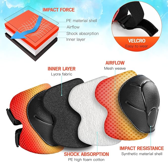 Wemfg Kids Protective Gear Set Knee Pads for Kids 3-14 Years Toddler Knee and Elbow Pads with Wrist Guards 3 in 1 for Skating Cycling Bike Rollerblading Scooter