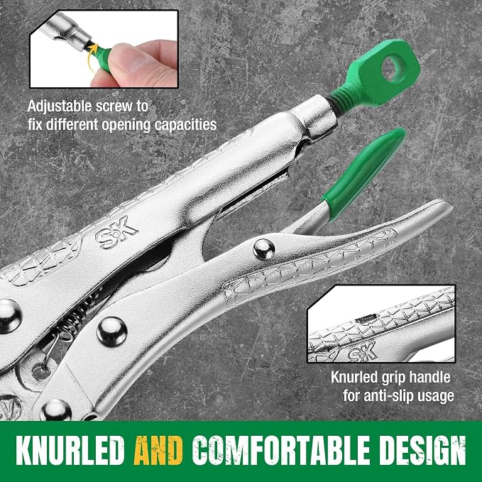 SK 5-Piece Locking Pliers Set, Long Nose & Curved Jaw Vice Grips