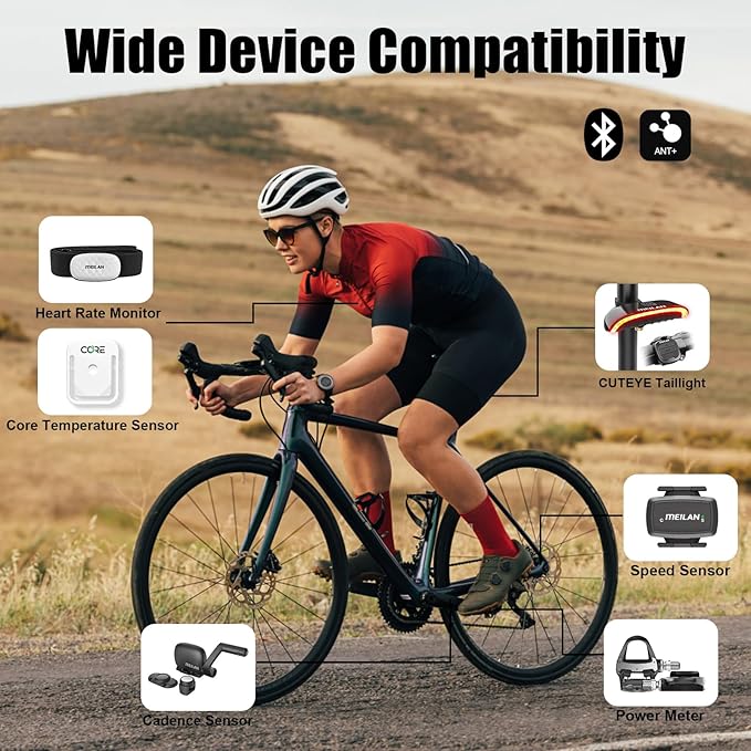 MEILAN Navihood L1 GPS Bike Computer, Navigation Bicycle Computer with Offline Maps and Dynamic Road Planning, 2.6 inch LCD Cycling GPS Unit IPX7, Compatible with ANT+ Sensors/Core/Electronic Shifting