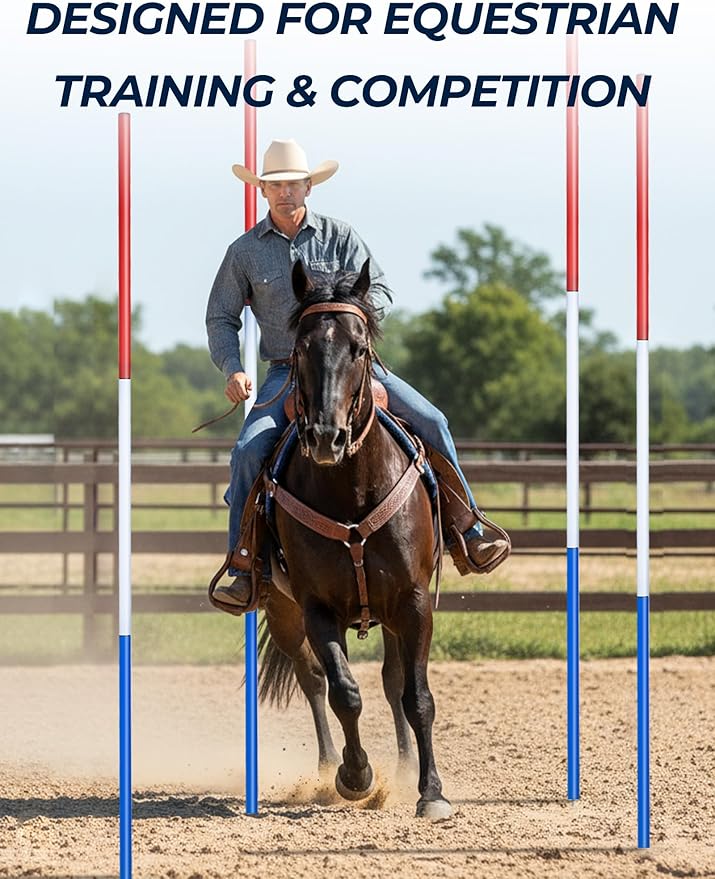 6 Pcs 6FT Pole Bending Poles for Horses, Adjustable Equestrian Sports Training Equipment for Horses, Agility Poles for Horses, Soccer, Football, Dog