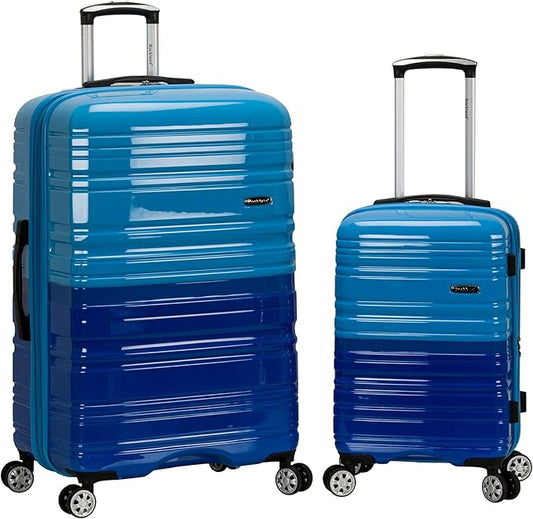 Rockland Melbourne ハードサイド拡張可能スピナーホイールラゲッジ、2トーンブルー、2点セット (20インチ/28インチ)