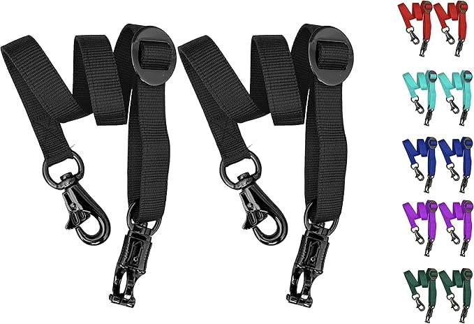 Majestic Ally Pack of 2, Double Thick Trailer Tie for Horse Haulage, with Adjustable Buckle, Panic Snap and Bull Snap – 1 Inch by 36 Inch (Black)