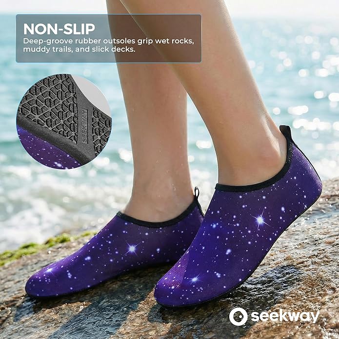 SEEKWAY Water Shoes Women Men Adult Quick-Dry Aqua Socks Barefoot Non Slip for Beach Swim River Pool Lake surf Black SK002(U)