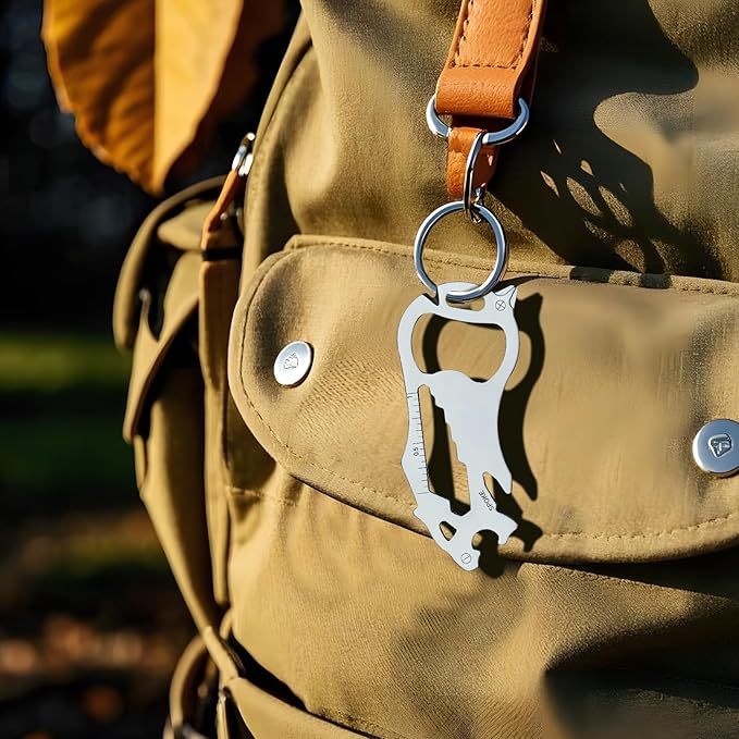 Father's Day Gifts for Dad from Daughter Son, Keychain Multi-tool 16 in 1 Pocket Gadgets Tools Bottle Opener Screwdriver, EDC Tool Key Ring Anniversary Birthday Gifts for Men Him (Tiger)