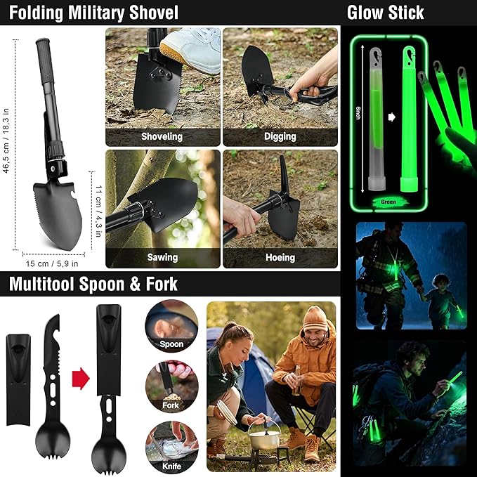 Survival First Aid Kit, 190 Pcs Survival Gear and Medical Supplies, Military IFAK EMT Molle Tactical Pouch for Outdoor, Camping, Hiking, Car, Vehicles and More