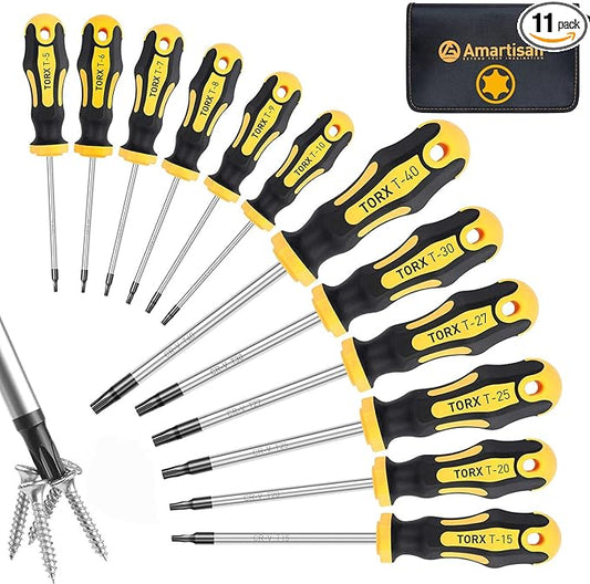 Amartisan 12-Piece Magnetic Torx Screwdrivers Set, Magnetic Torx Driver Star Screwdrivers Set T5 - T40 Best Choice