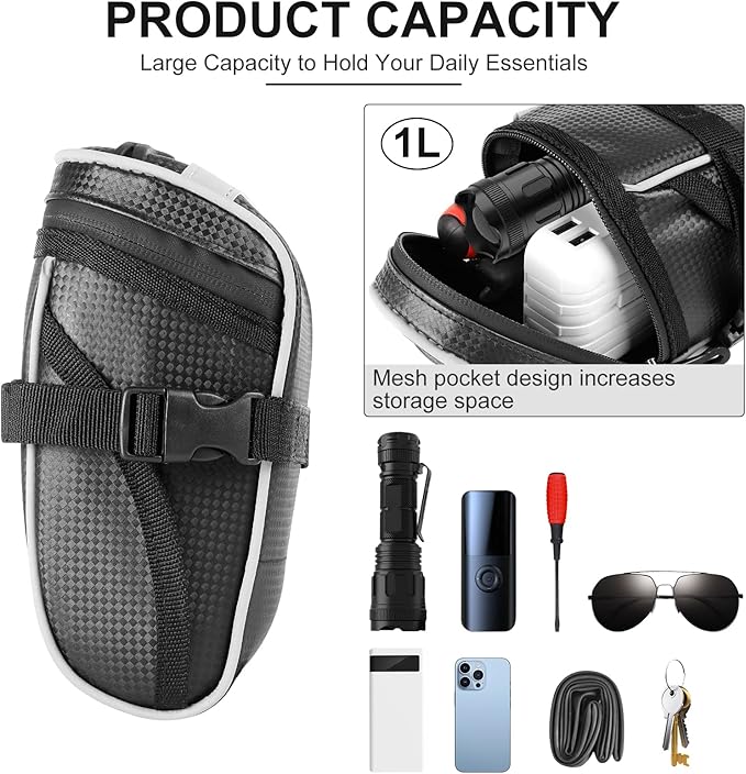 Bicycle Seat Bag Water Proof,Bike Pack Under Seat,Wedge Saddle Bag for Bike,Cycling Accessories