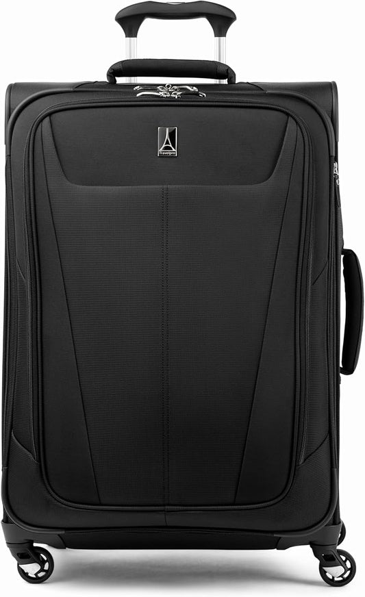 Travelpro Maxlite 5 ソフトサイド 拡張可能 スピナーホイール付きスーツケース, 軽量, 男女兼用, ブラック, チェックイン-M 25インチ