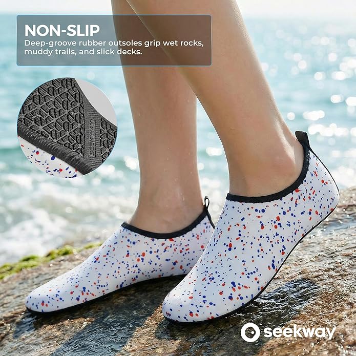 SEEKWAY Water Shoes Women Men Adult Quick-Dry Aqua Socks Barefoot Non Slip for Beach Swim River Pool Lake surf Black SK002(U)