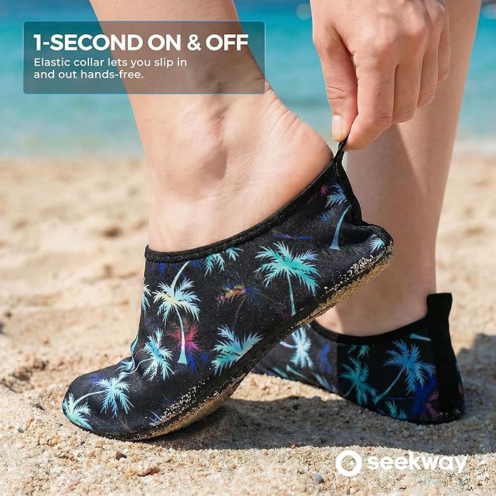 SEEKWAY Water Shoes Women Men Adult Quick-Dry Aqua Socks Barefoot Non Slip for Beach Swim River Pool Lake surf Black SK002(U)