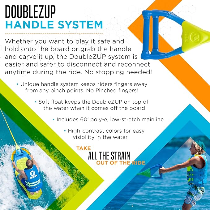 ZUP You Got This 260 Board and Handle Combo with EVA Foam Padding, All-in-One Kneeboard, Wakeboard, Wakeskate, and Wakesurf Board for Kids, Teens, and Adults, 51.7" x 23.8" x 4.6"