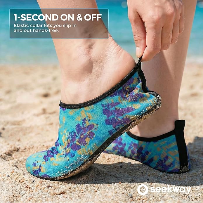 SEEKWAY Water Shoes Women Men Adult Quick-Dry Aqua Socks Barefoot Non Slip for Beach Swim River Pool Lake surf Black SK002(U)