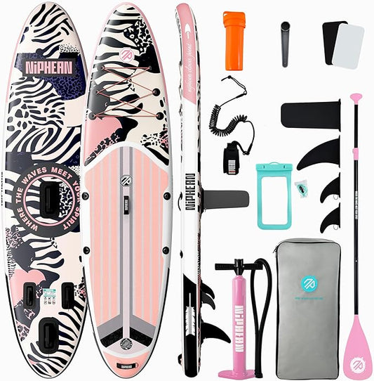 Niphean Inflatable Stand Up Paddle Board with SUP Accessories, Anti-Slip EVA Deck, 10’6’’ Inflatable Paddle Boards for Adults & Youth of All Skill Levels