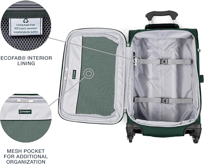 Travelpro Maxlite 5 ソフトサイド 拡張可能荷物 4輪スピナー付き 軽量スーツケース 男女兼用 フォレストグリーン 機内持ち込み手荷物 21インチ