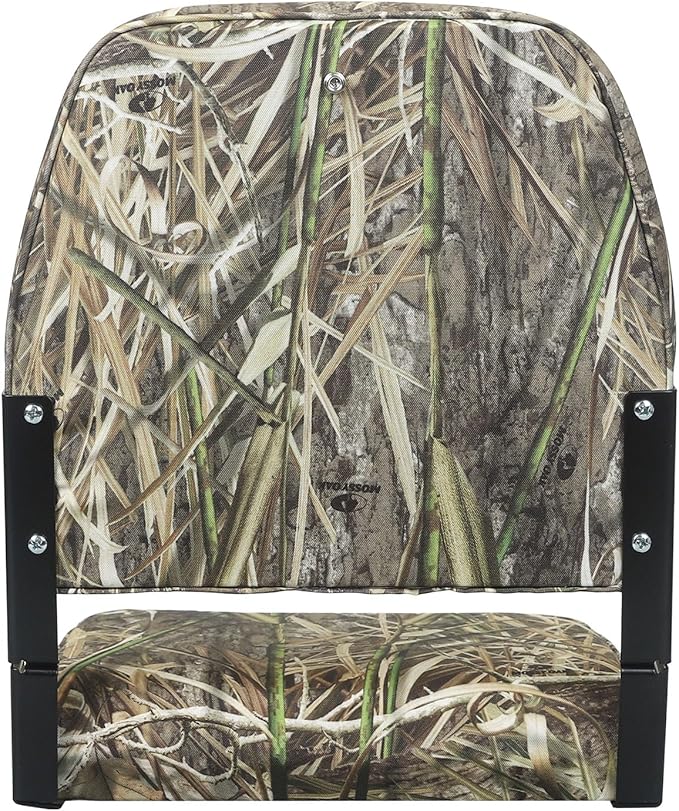 ERGOSEAT Folding Boat Seats Padded Camo Fishing Boat Chair with Backrest Marine Bass Jon Boat Seat