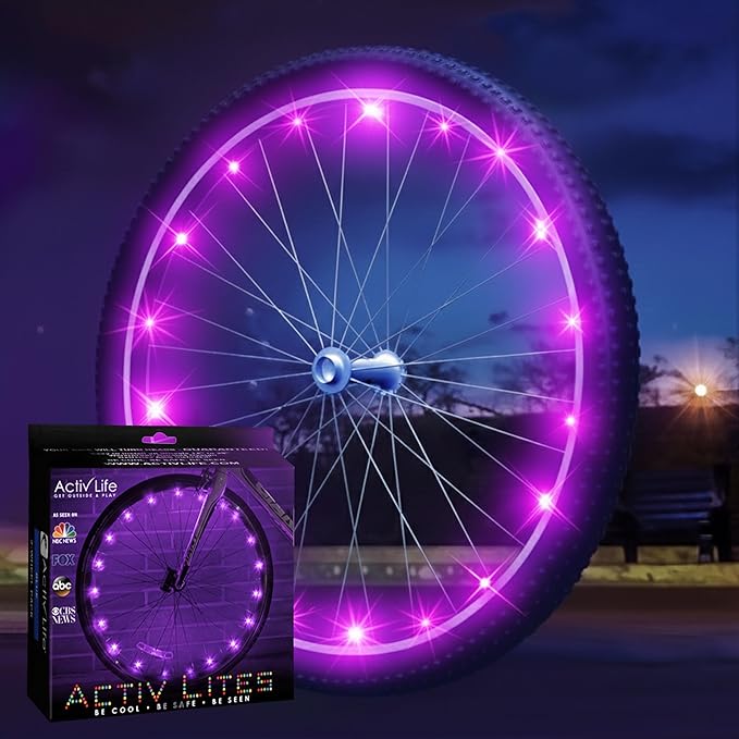 Activ Life LED Bike Wheel Lights with Batteries Included! Get 100% Brighter and Visible from All Angles for Ultimate Safety & Style (1 Tire Pack)
