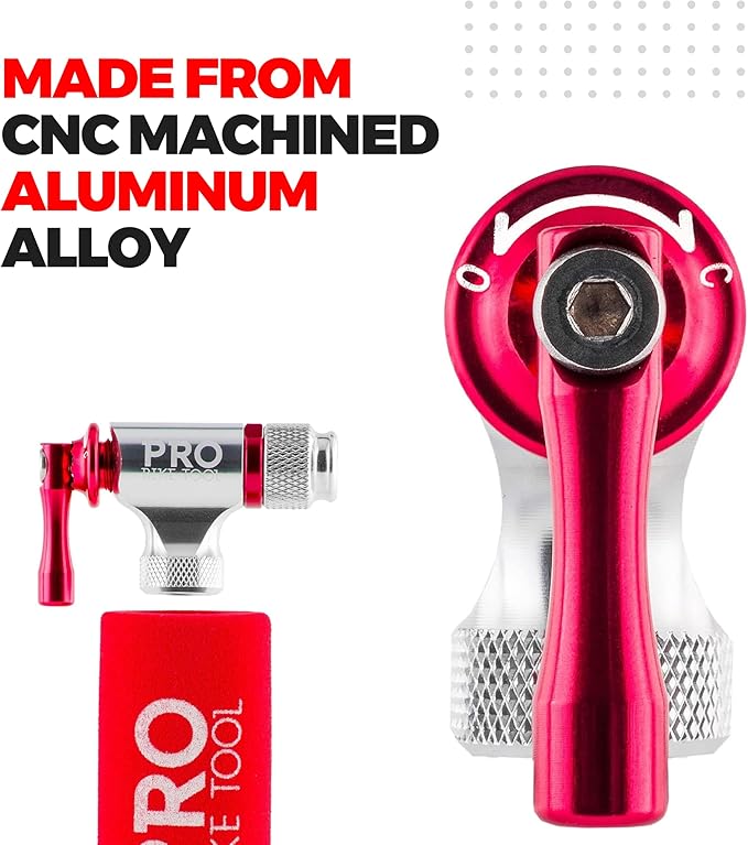 Pro Bike Tool CO2 Inflator Quick & Easy - Presta & Schrader Valve Compatible - Bicycle Tyre Pump for Road & Mountain Bikes - Insulated Sleeve - No CO2 Cartridges Included