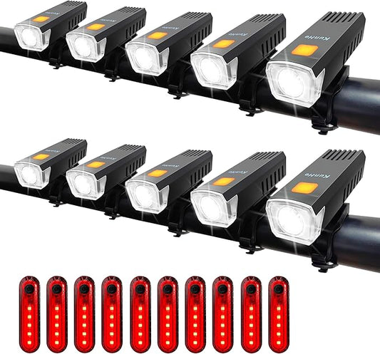 Kunhe USB-C Rechargeable Bike Lights Front and Rear(2or4or10or20 Packs) Night Riding for Kids &Adults 3 Lights Modes Used as a Safety Indicator Light for Skateboards Strollers and Wheelchairs