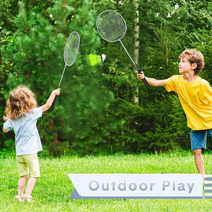 12 Pack Badminton Rackets Set Including Badminton Racquets, Nylon Shuttlecocks and Carry Bag for Outdoor Backyard Games Beginners