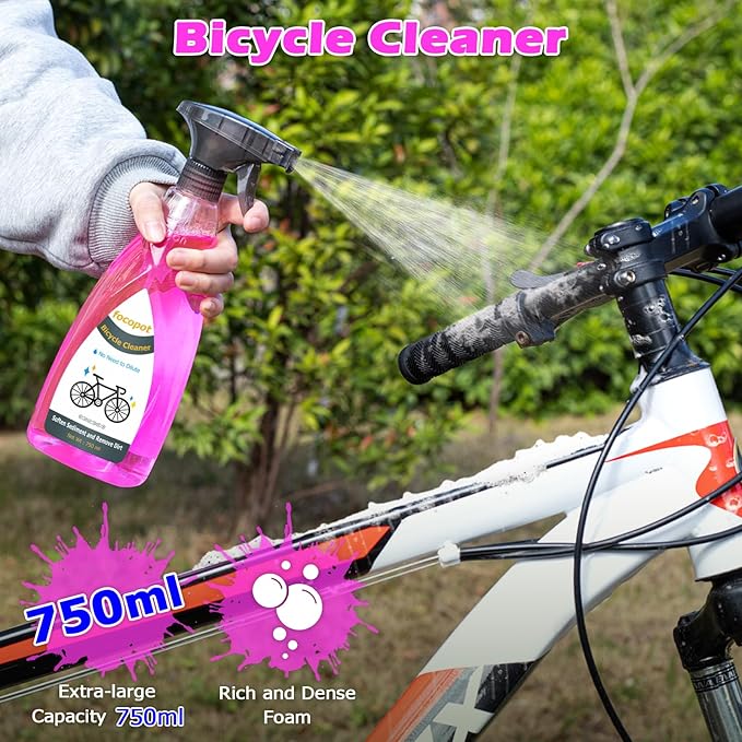 focopot Bike Chain Cleaner Kit with Bicycle Cleaner(25 oz),Degreaser(10 oz),Oil Lubricant(2 oz),Cleaning Brush Tool,Bike Chain Cleaning kit to Clean and Lube Mountain/Road/MT/E Bike