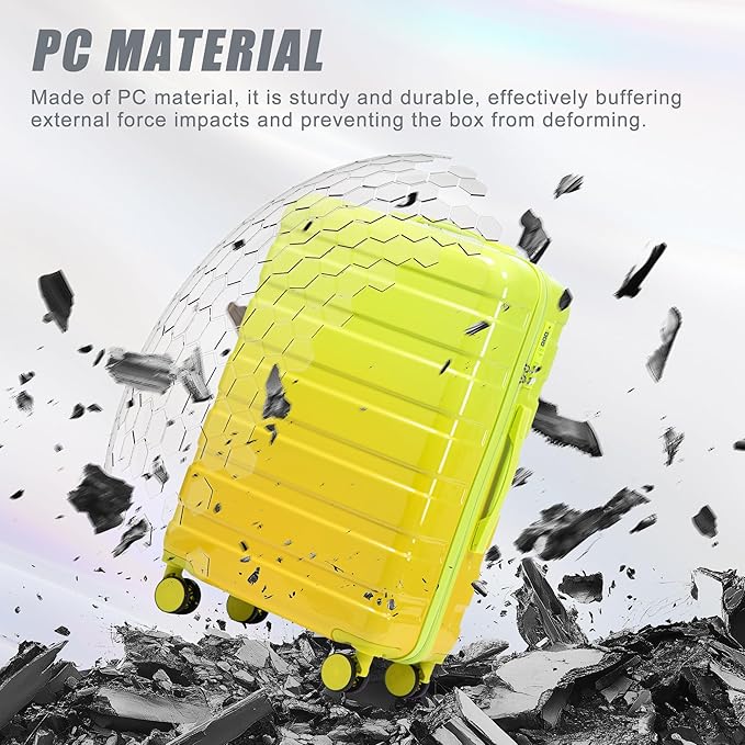 ハードシェルスーツケース、軽量で丈夫なPC製スーツケース（ダブルスピナーホイール付き）