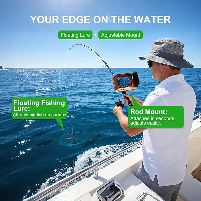 Fishing Camera, 220° Ultra-Wide 1080P HD Underwater Fishing Camera with 4.3" LCD & IR Night Vision, 50ft Cable for Ice Lake Boat Kayak Fishing