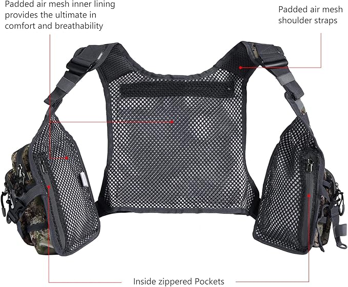 BASSDASH FV08 Ultra Lightweight Fly Fishing Vest for Men and Women Portable Chest Pack One Size Fits Most