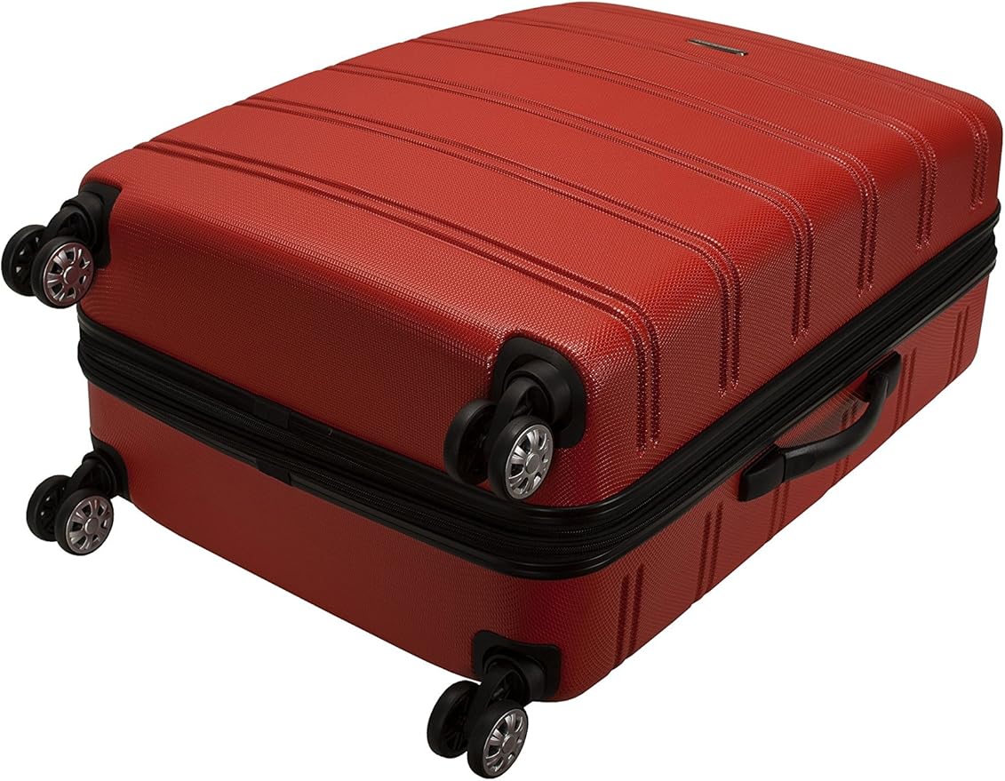 Rockland Melbourne ハードサイド 拡張可能 スピナーホイール 荷物、レッド、チェック済み-大型 28インチ (F1603-RED)