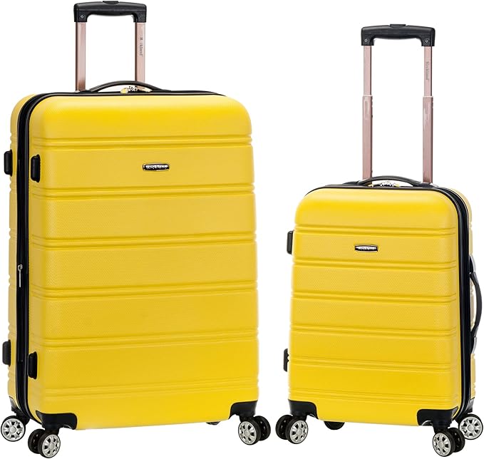 Rockland Melbourne Hardside Expandable Spinner Wheel Luggage, Yellow, 2 Piece (20"/28")