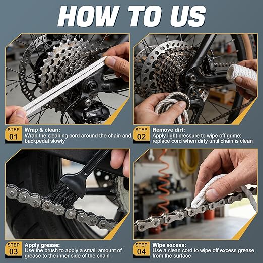 Gear Floss, Gears Floss 3D Printer, Motorcycle Chain Cleaning Kit with Lubricating Cream, Extended Service Life, Suitable for Bicycle Gear Shifting Pulleys and 3D Printer Lead Screws, etc