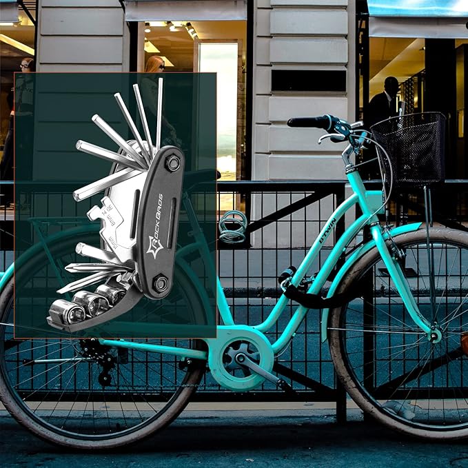 ROCKBROS Bike Multitool Lightweight 16-in-1 MTB Bicycle Multitool Compact Portable Bike Repair Tool Kit With Allen Wrench, Tire Levers-1 Pack
