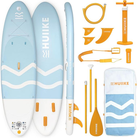 HUIIKE Inflatable Paddle Board for Adults with Accessories Included, Oar, Fins, Pump. Stand Up Paddleboard Great Stability and Resistance. 10’ x 33" x 5.9", Maximum Load 286 lb