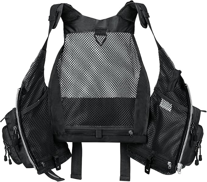 Gonex Fly Fishing Vest for Men Women, Comfortable Adjustable Fishing Vest with Multi-Pockets Reflective Stripes