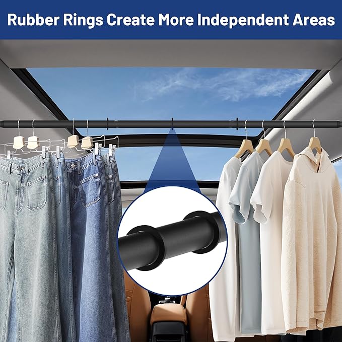 Heavy Duty Car Clothes Hanger Bar 30-64 Inches - Wrinkle Free Telescopic Clothes Rack for Vehicles, SUV, Truck